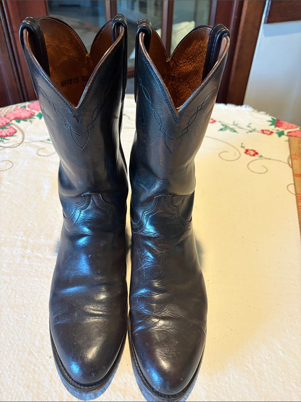 Classic Leather Cowboy Boots - Dark Brown